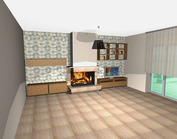 Επιλογή ταπετσαρίας για τον τοίχο πίσω από το τζάκι σε διακριτικά μοτίβα και χρώματα Επιλογή ταπετσαρίας για τον τοίχο πίσω από το τζάκι σε διακριτικά μοτίβα και χρώματα